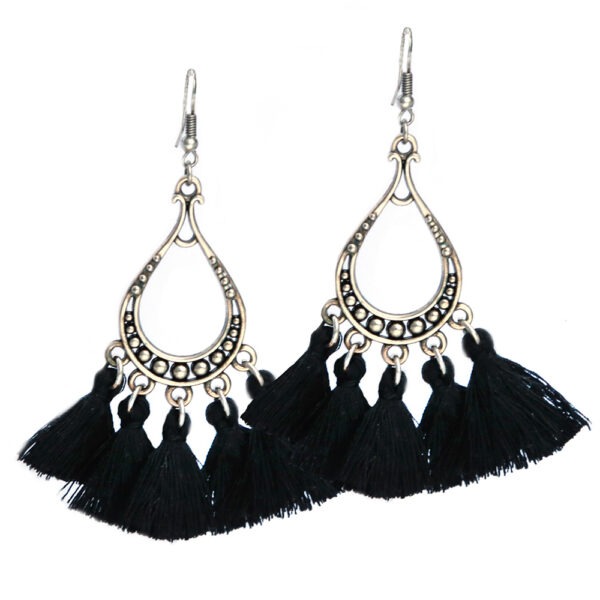 Druppeloorbellen black tassel