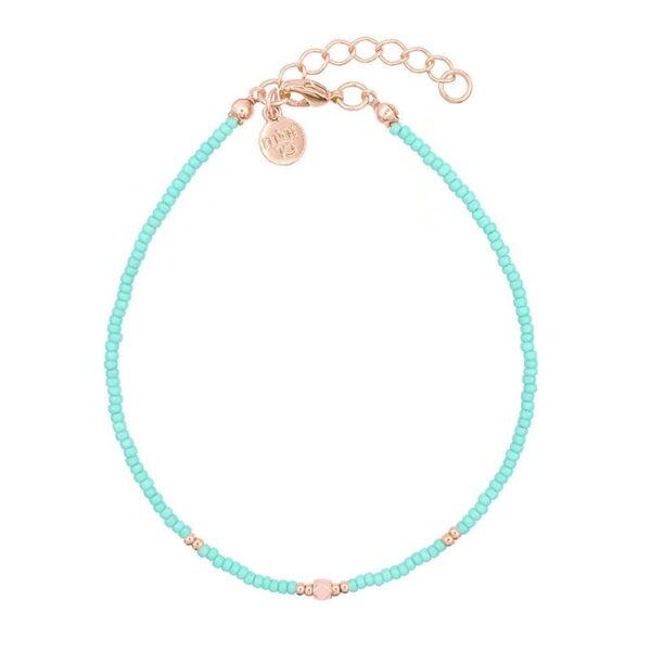 Elegance Tropical Turquoise enkelband (roségoud)