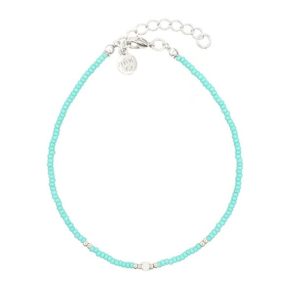 Elegance Tropical Turquoise enkelband (zilver)