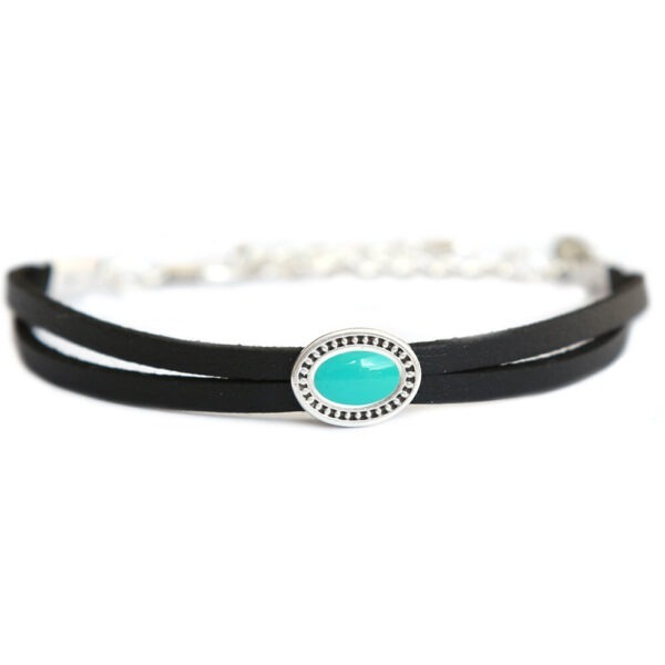 Estilo armband (zwart zilver turquoise)