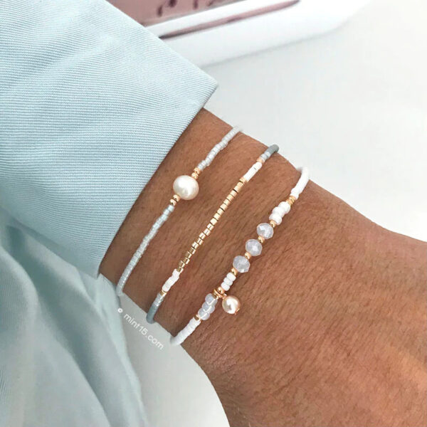 Light Blue armbandenset (roségoud)