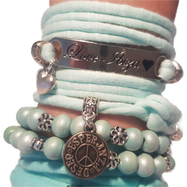 Love Ibiza Sea Shell dubbele wikkelarmband (mint)