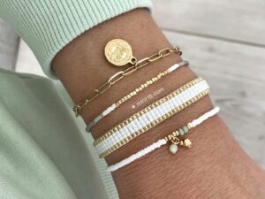 Vintage Mint and White armbandenset (goud)