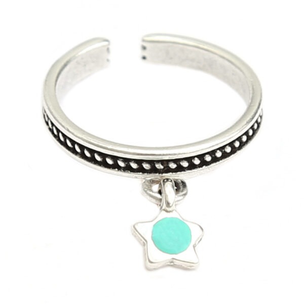 Star turquoise silver ring