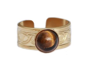 Tijgersoog gouden ring