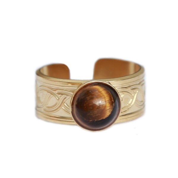 Tijgersoog gouden ring