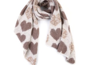 Wintersjaal met hartjes (beige)