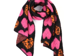 Wintersjaal met hartjes (fuchsia)