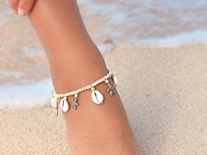 Beads Charms and Shell enkelbandje (ivoor)