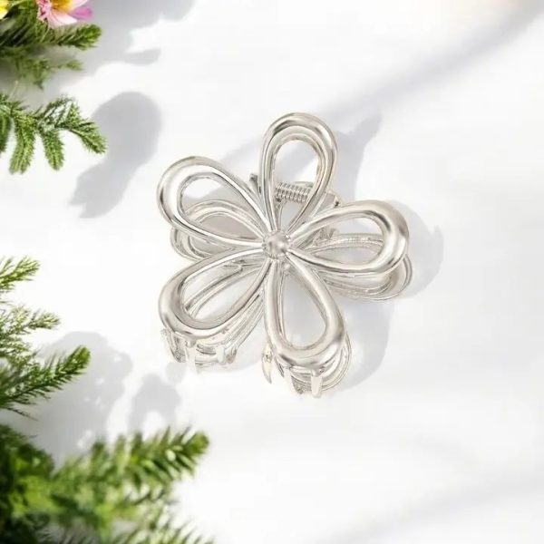 Bloem haarklem (zilver)