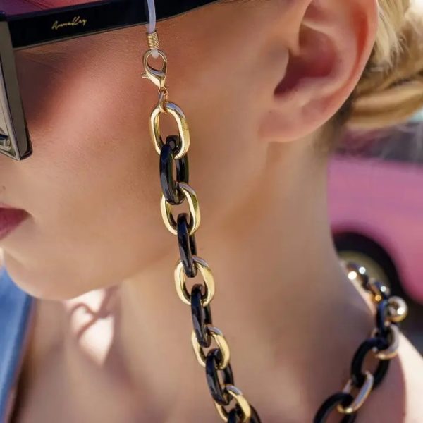 Cortez brillenketting (zwart / goud)