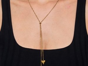 Y-halsketting met hartjes lang (goud)