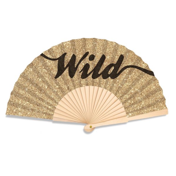 Wild Champagne Glitter waaier (23 cm)