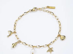 Ocean bedelarmband (goud)