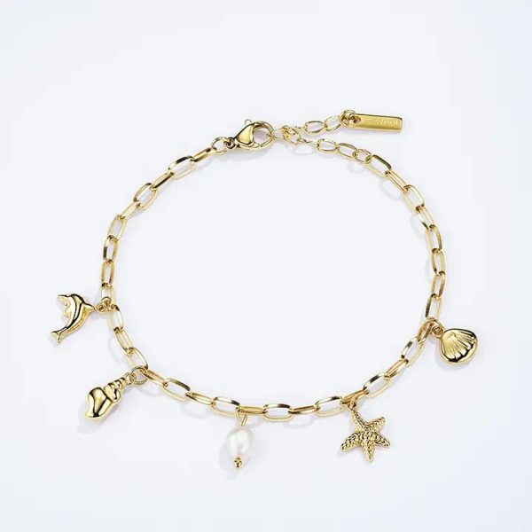 Ocean bedelarmband (goud)