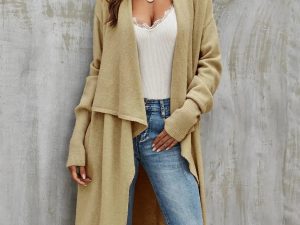 Oversized cardigan met dikke plooien (beige)