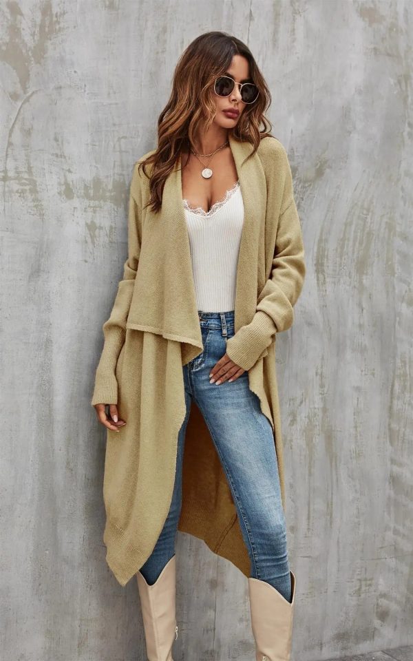 Oversized cardigan met dikke plooien (beige)
