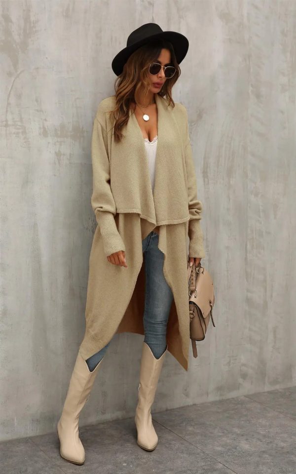 Oversized cardigan met dikke plooien (beige)