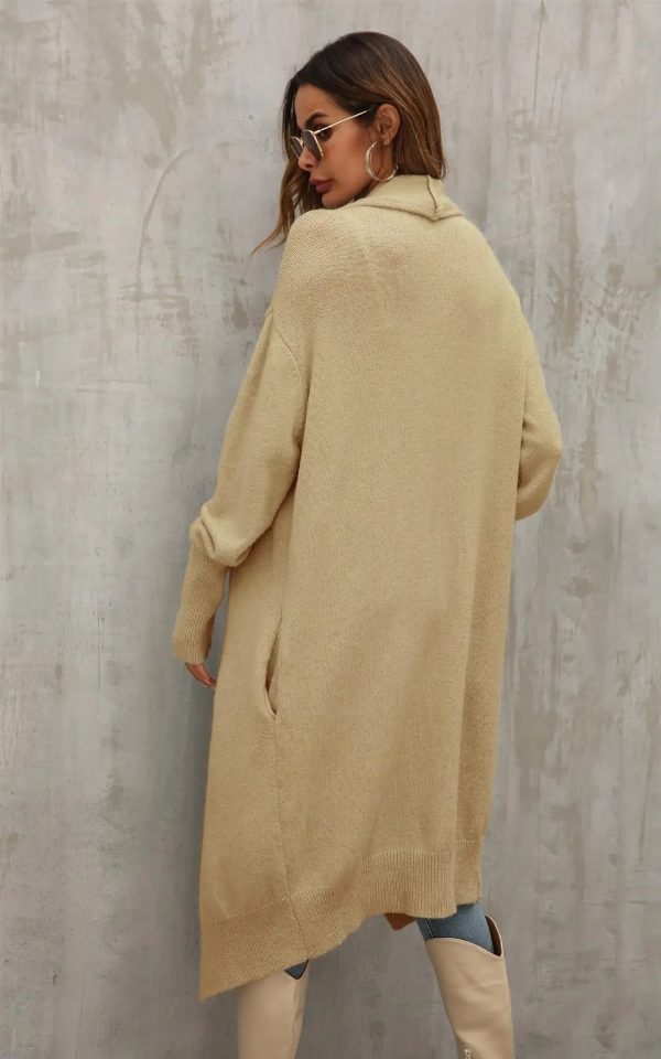 Oversized cardigan met dikke plooien (beige)