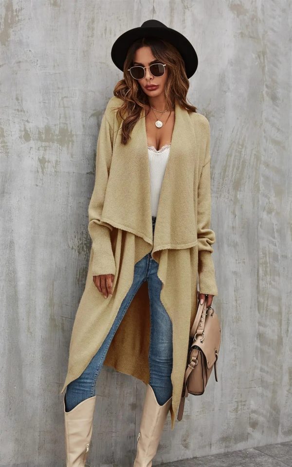 Oversized cardigan met dikke plooien (beige)
