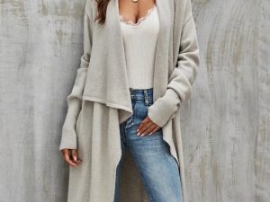 Oversized cardigan met dikke plooien (grijs)