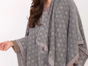 Faye poncho met sterrenprint (grijs)