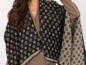 Janella poncho met sterrenprint (zwart)