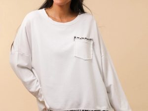 Trui met luipaard details (wit)