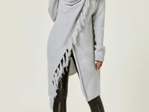 Vest met franjesdetail (zilvergrijs)