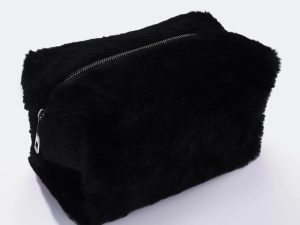 Fluffy toilettas van nepbont (zwart)