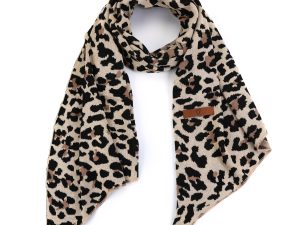 Home 20 Gebreide sjaal met luipaard motief (camel)