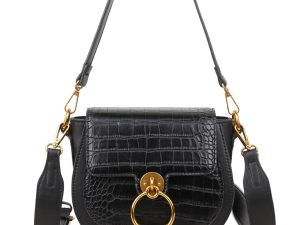Home 20 Kroko Ring schoudertas (zwart)