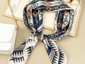 Vierkante sjaal nautisch motief (blauw/wit)