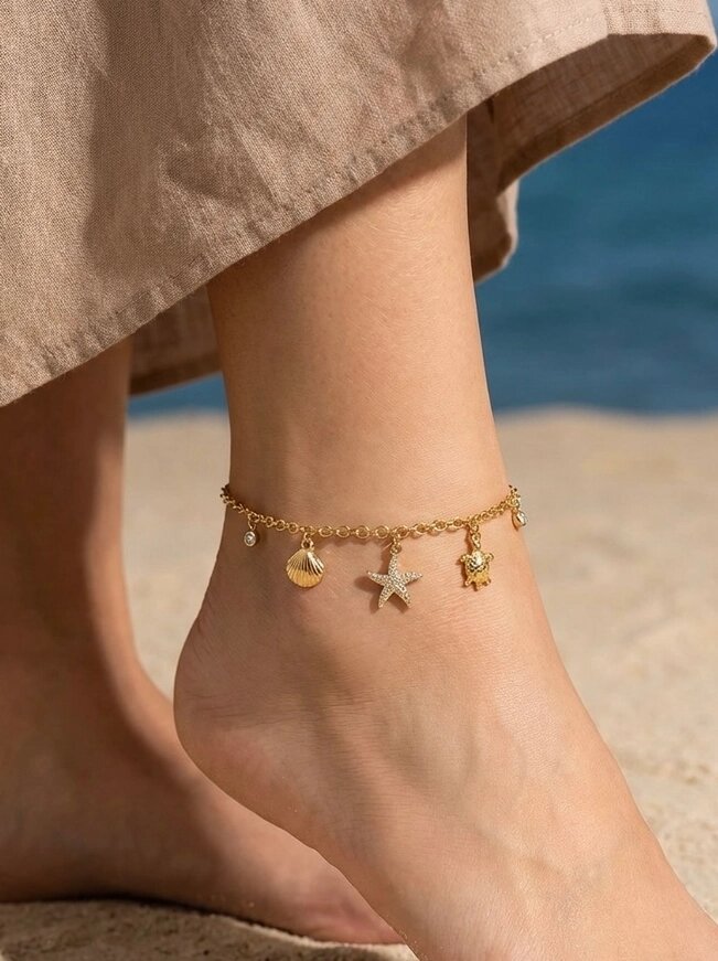 Beach Bling enkelband (goud) 2 Beach Bling enkelband (goud)