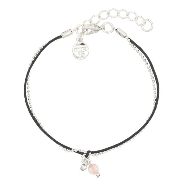 Little Charms Black and Pink armband (zilver)
