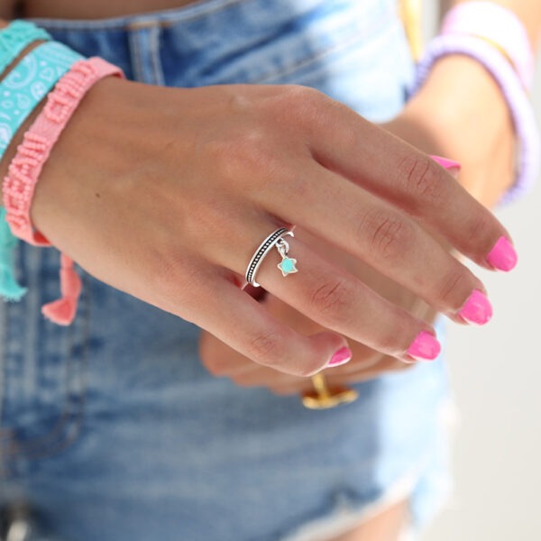Star turquoise silver ring
