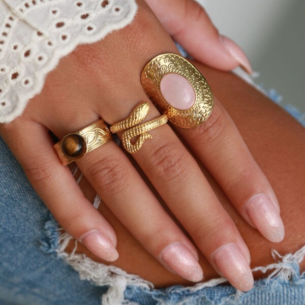 Tijgersoog gouden ring
