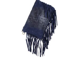 Clutch met franje (donkerblauw)